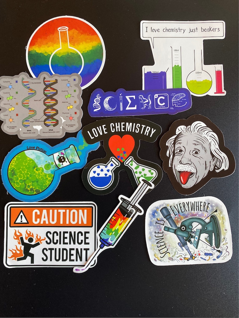 Nice Science Sticker 10 Fun Cool Quirky Science Project Stickers for Embellishments on Cups ...