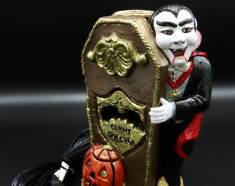 Ceramic Bisque Count Dracula in a Coffin Halloween Blinkie Ready to Paint 