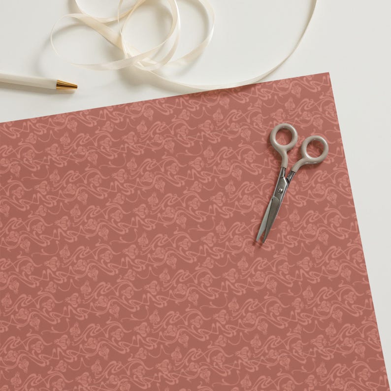 70s Retro Floral Wrapping Paper | Groovy Flowing Lines & Red Print | Set of 3 | Vintage Matte Finish | Perfect for Gifts Celebrations