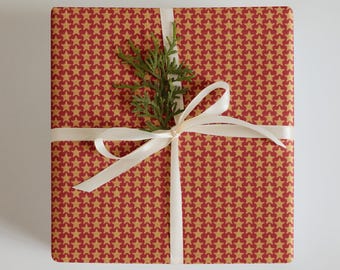 Elegant Gold and Red Holiday Wrap - Festive Wrapping Paper Sheets of 3 for Christmas Gifts