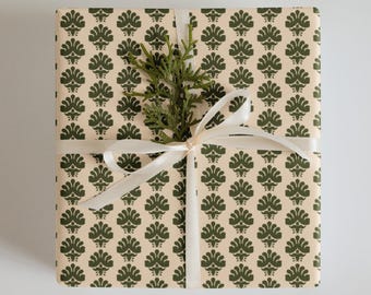 Art deco inpakpapier donkergroen en crème - inpakpapier kerstcadeaus van 3 inch