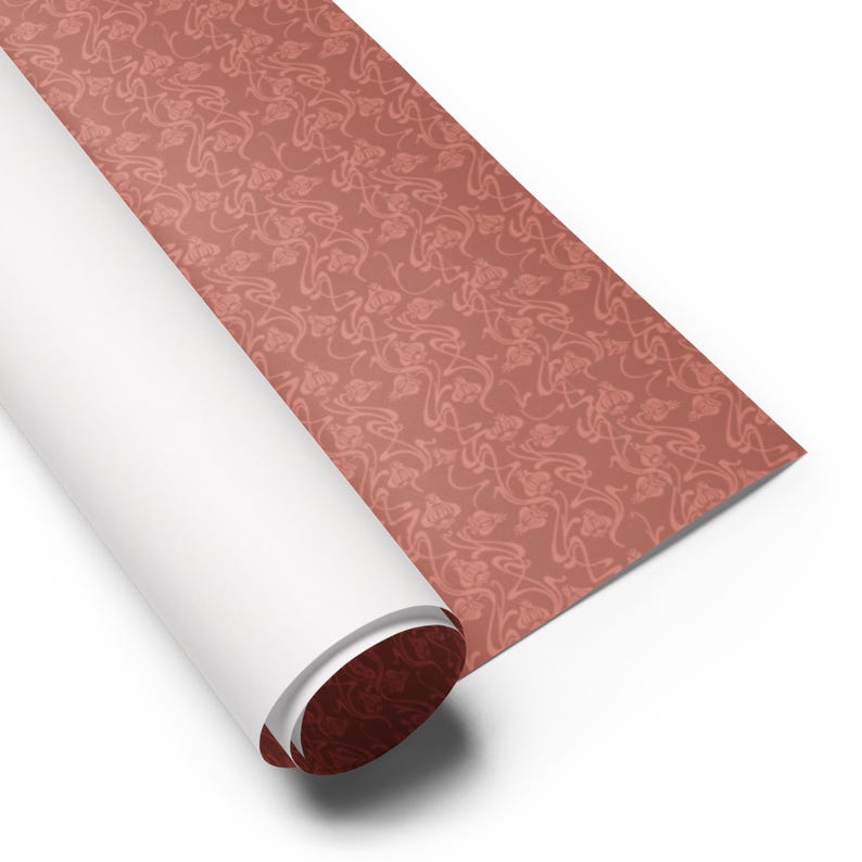 70s Retro Floral Wrapping Paper | Groovy Flowing Lines & Red Print | Set of 3 | Vintage Matte Finish | Perfect for Gifts Celebrations