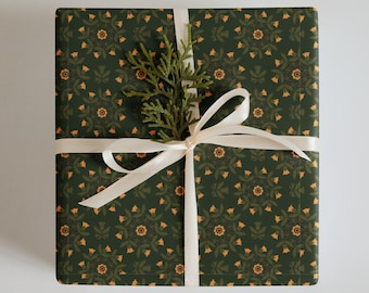 Donkergroen bloemencadeaupapier | Luxe botanische cadeauverpakking | Vakantiespecial