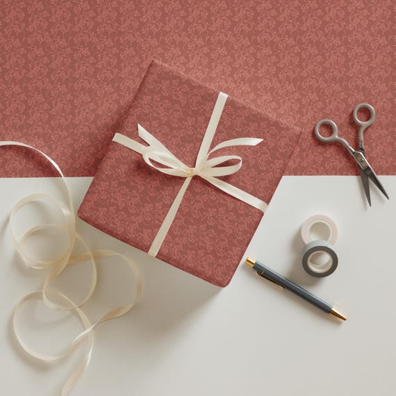 70s Retro Floral Wrapping Paper | Groovy Flowing Lines & Red Print | Set of 3 | Vintage Matte Finish | Perfect for Gifts Celebrations