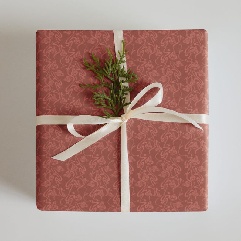 70s Retro Floral Wrapping Paper | Groovy Flowing Lines & Red Print | Set of 3 | Vintage Matte Finish | Perfect for Gifts Celebrations