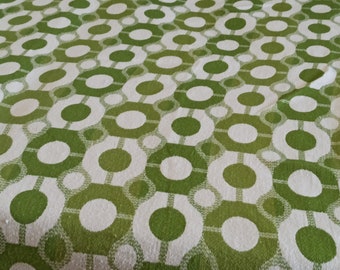 Space age green/white wool mix throwblanket, vintage bedspread, retro bed cover, 1970s