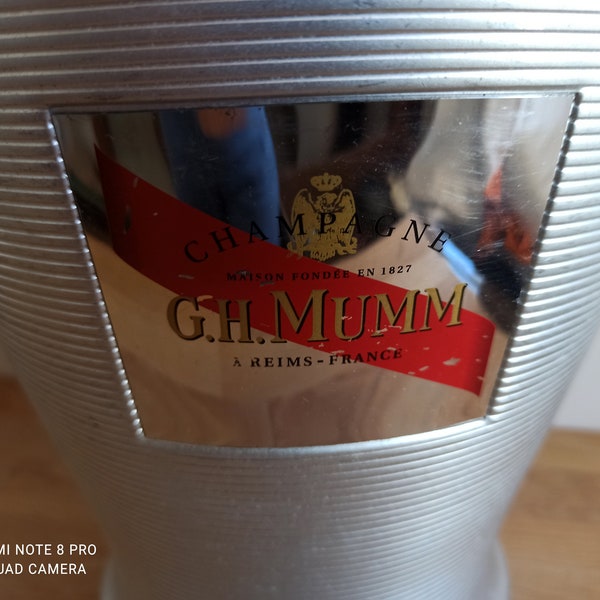 G.H.Mumm original 1980s vintage champagne cooler,  vintage wine cooler, French ice bucket