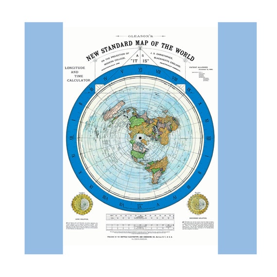 1892 Flat Earth Map Alexander Gleason's New Standard Map of the