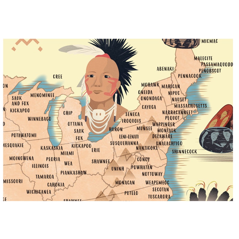 Map Of Native American Indian Tribes In The Usa History Poster Map Of Native American Indian Tribes In The Usa History Poster