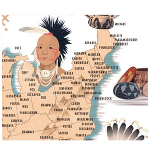 Native American Indian Tribes Map USA - Decor Wall Art - Aboriginals ...