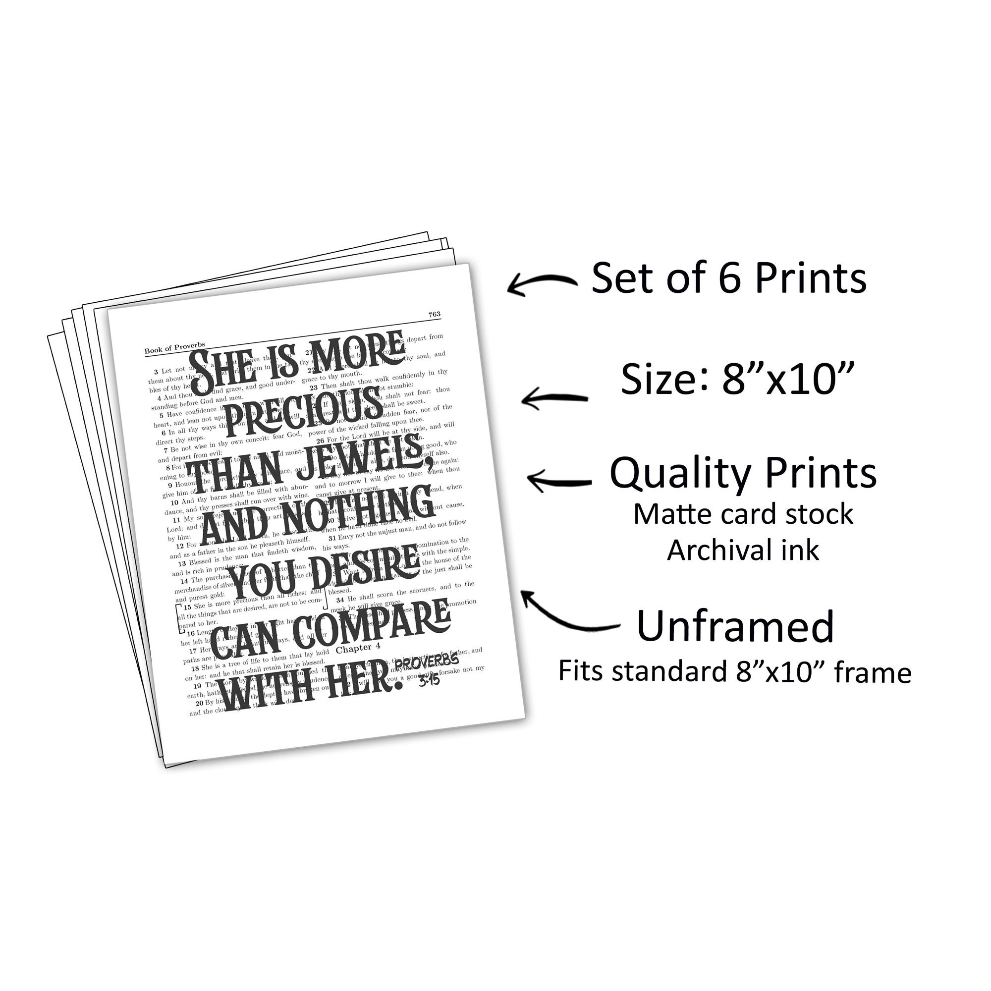 Christian Mom Gifts Bible Verses Women, Aunts, Wife 6 8x10 Art Prints