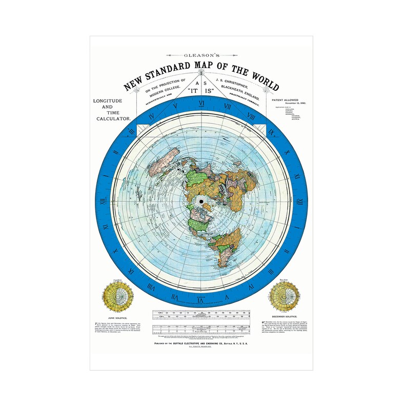 Mapa de la Tierra plana de 1892, Nuevo mapa estándar del mundo de ...