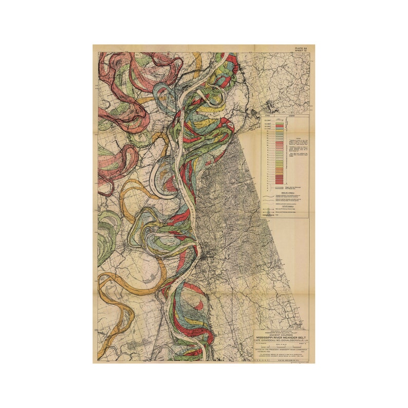 Reproduction D'art : Carte Du Mississippi De Harold Fisk (1944) - Feuille 7 - Qualité Musée