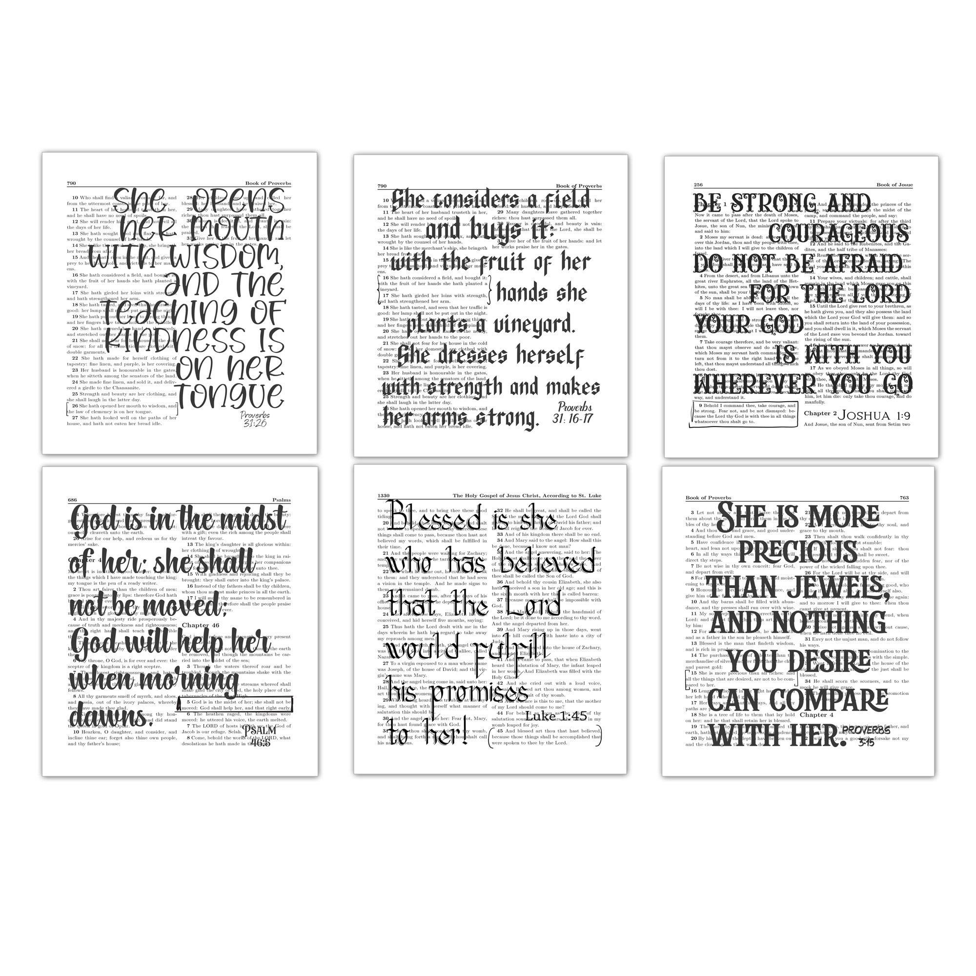 Christian Mom Gifts Bible Verses Women, Aunts, Wife 6 8x10 Art Prints