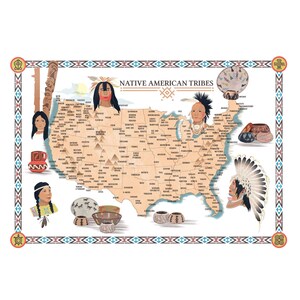 Native American Indian Tribes Map USA - Decor Wall Art - Aboriginals ...