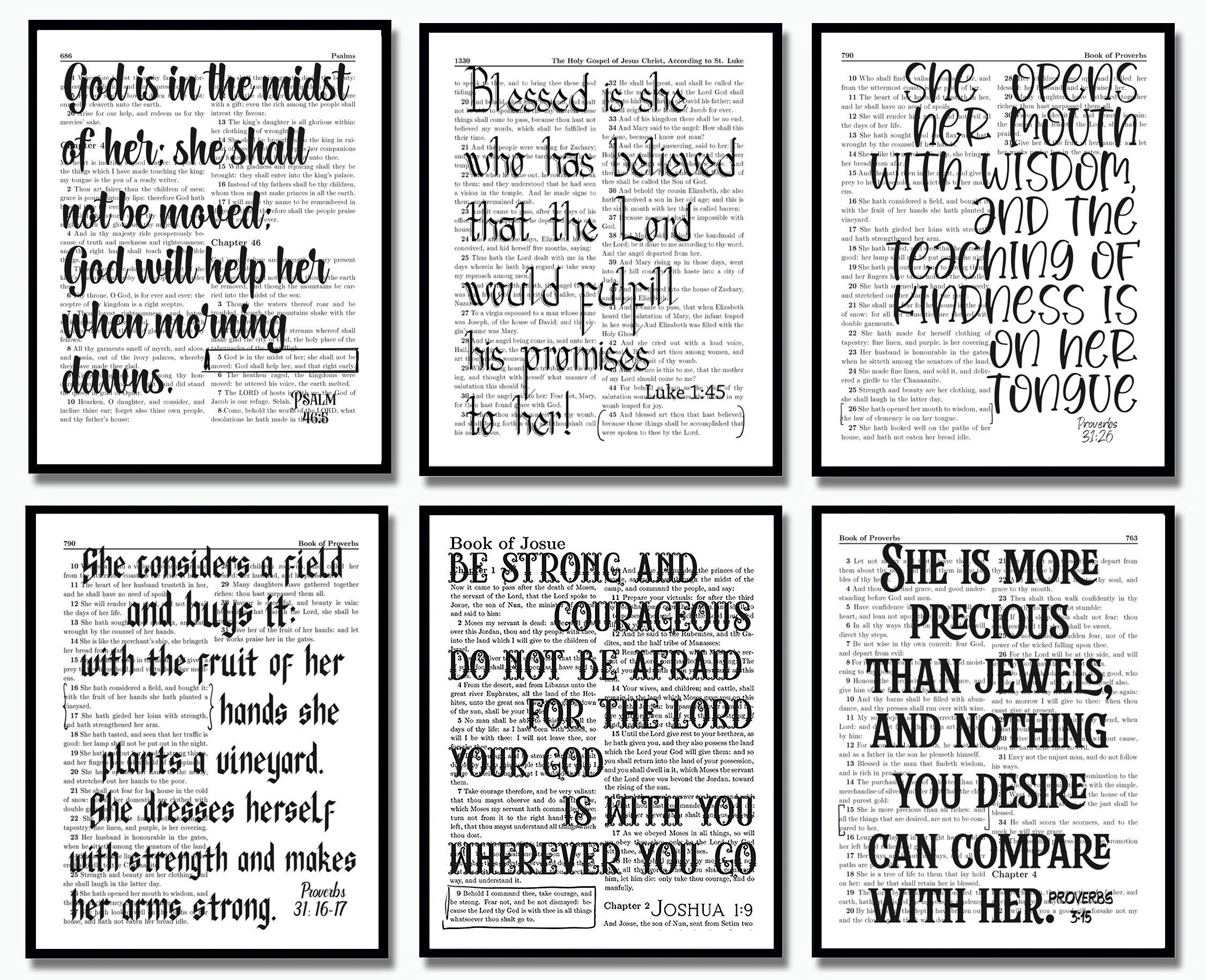 Christian Mom Gifts Bible Verses Women, Aunts, Wife 6 Art Prints Frames