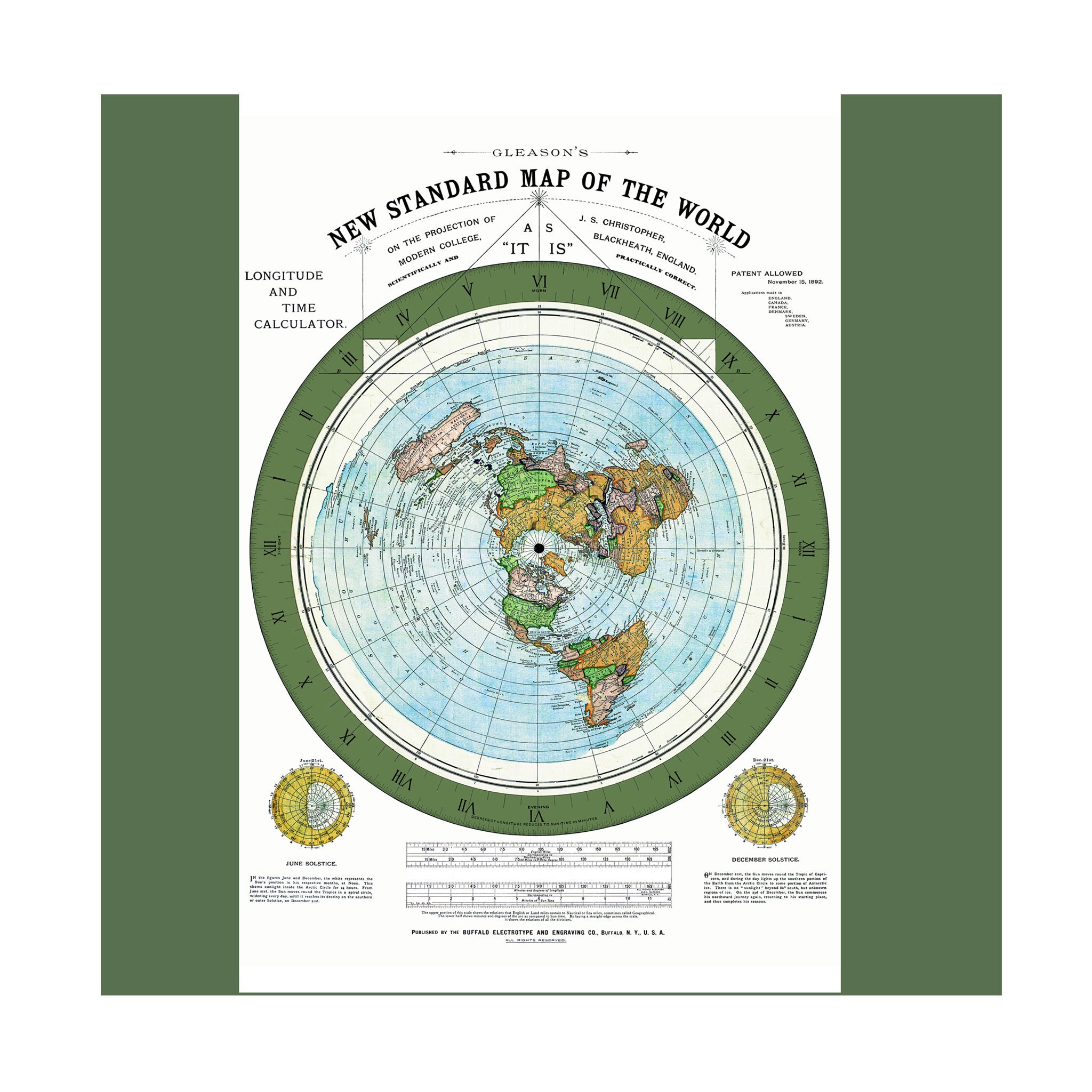 Flat Earth Map 1892 Flat Earth Map 1892 Alexander Gleason's New Standard Map | Etsy