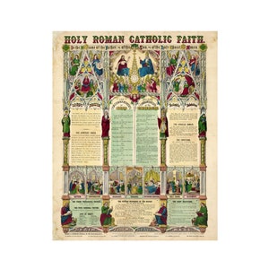 Holy Roman Catholic Faith Gifts for Women and Men - Spiritual Religious Poster - Lords Prayer Ten Commandments of Church Angelic Salutation