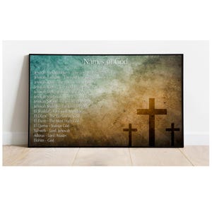 Divine Names of God Wall Art: Unframed Spiritual Scripture Poster for Prayer Room, Church Inspirational Christian Decor Gift