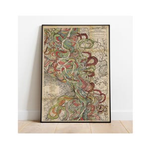 Sheet 6  - Harold Fisk Mississippi River Map Wall Art Poster - Unframed Geological Meander Belt Print for Home Decor Geology Print