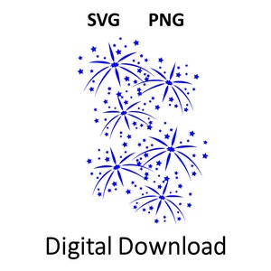 Feuerwerk SVG, blau SVG, bedruckbar, Sublimation, Feuerwerk Png für Cricut Feuerwerk Png digitaler Download