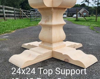 Single Pedestal Base for Round or Square Table - X Base - Chunky "Southern Sophistication" Design