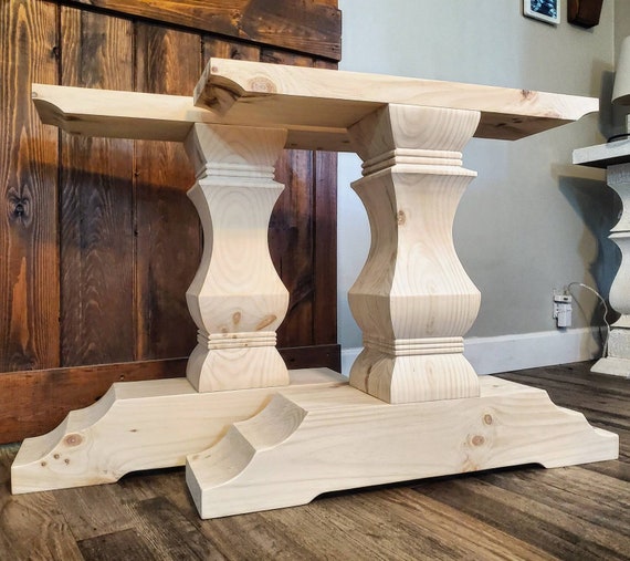 Pair of Trestle Dining Table Pedestals coastal Captivation Design Wood Table Legs Unfinished Wooden Pedestals Raybroswoodwork Etsy