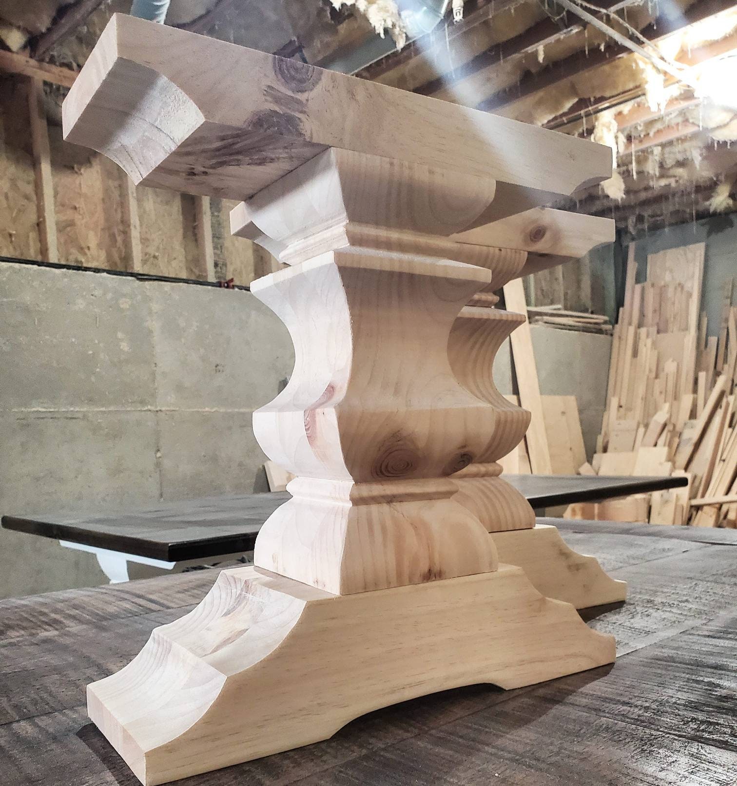 Par de pedestales de mesa de comedor Trestle Diseño Coastal Captivation  Patas de mesa de madera Pedestales de madera sin terminar RayBrosWoodwork -   México