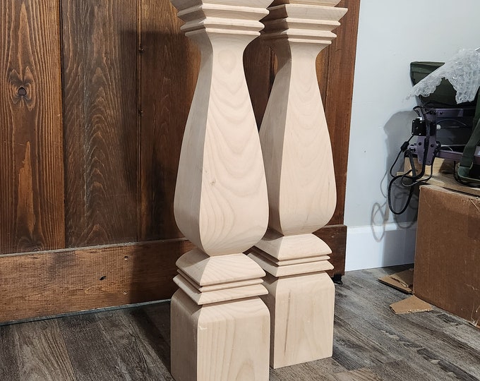 Patas De Mesa De Pino Macizo De 4 X 29", Patas De Madera Torneada, Patas De Mesa De Granja, Patas De Mesa De Comedor, Patas De Mesa De Cocina, Torneado De Madera