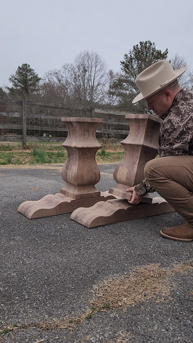 Chunky Wooden Trestle Table Base - Trestle Table Pedestals, Heavy Table ...