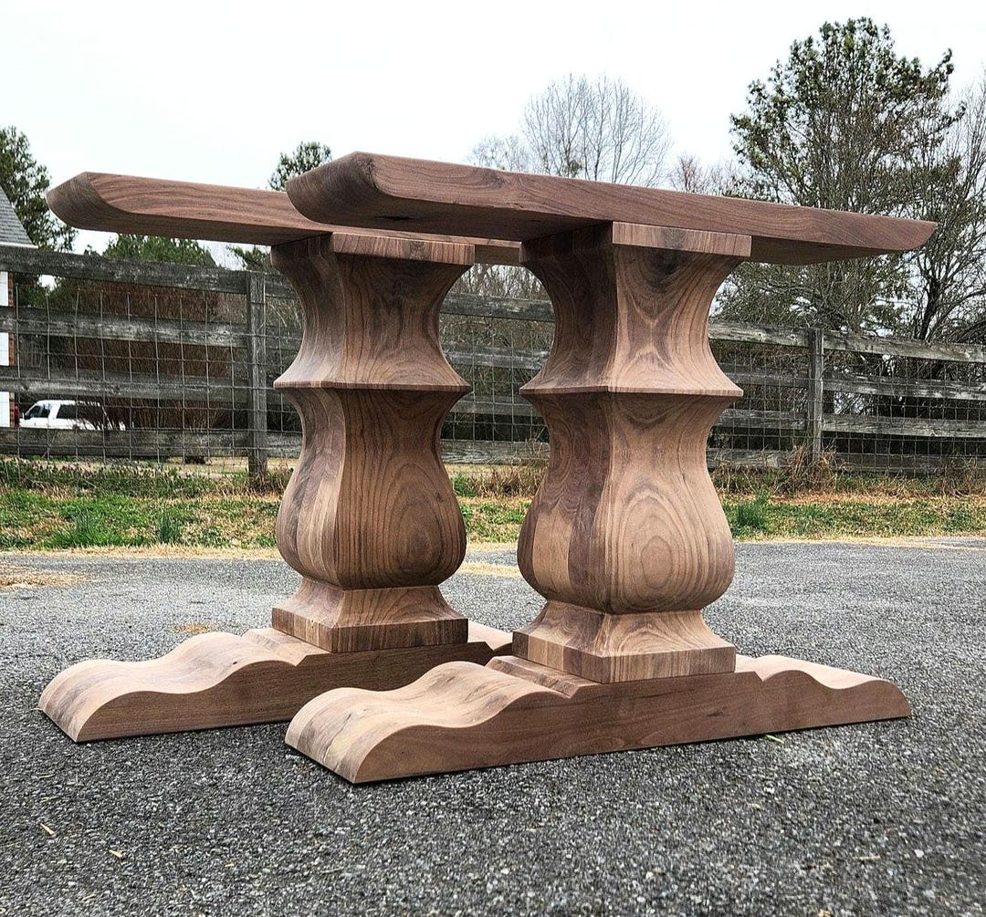 Chunky Wooden Trestle Table Base - Trestle Table Pedestals, Heavy Table ...