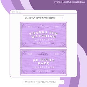 Ouija Board Lilac Twitch Stream Scenes / Twitch Intermission Screens / Twitch Overlay / Twitch Theme