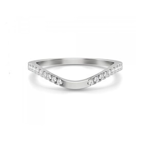 14K Solid Gold Halbe Eternity Diamant Ring für Frauen • Minimalistischer V Ring • Diamant Eternity Curve Ehering • Zierlicher Stapelring