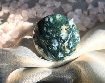 moss agate ring three tiny gemstones ring Moss agate wire wrapped ring wire wrapped crystal rings gold and green ring non tarnish ring