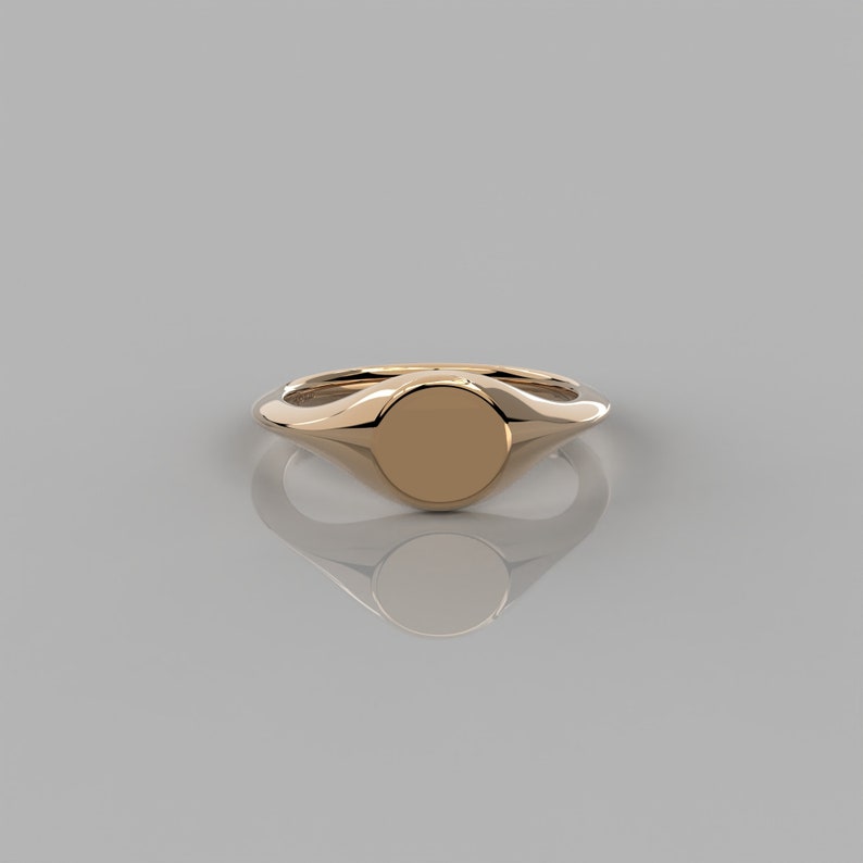 14K Solid Gold Signet Ring For Women / Plain Gold Pinky Statement Ring For Bride / Elegant Ring Gift For Special Occasion 14k Yellow gold