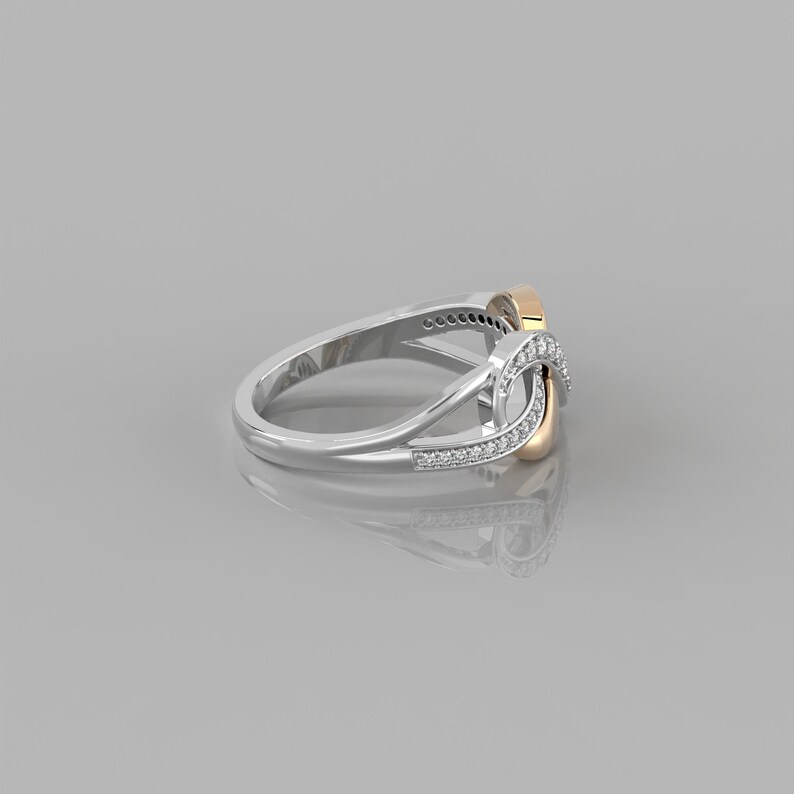 0.19Ct Natürlicher Diamant Versprechen Ring / 14k Solid Gold Unendlichkeit Ring / Jubiläum Ring / Twist Halb Eternity Ring / Pave Schleife Ring / Knoten Ring Bild 7