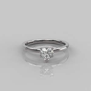 0.75 Ct Heart Diamond Ring For Women / 14K Solid Gold Solitaire Engagement Ring / Lab Grown Real Diamond Ring / Elegant Heart Shape Ring