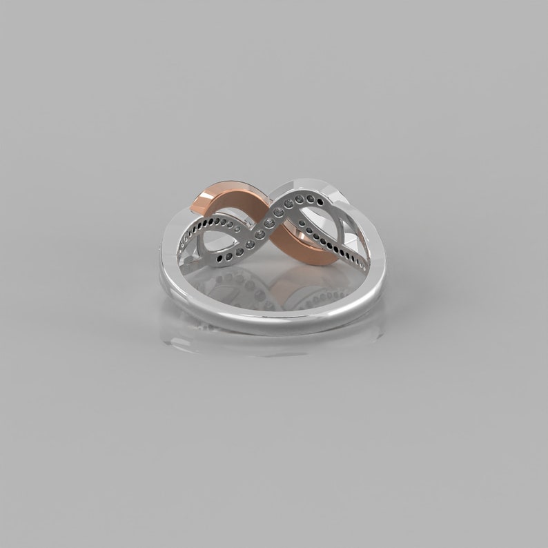 0.19Ct Natürlicher Diamant Versprechen Ring / 14k Solid Gold Unendlichkeit Ring / Jubiläum Ring / Twist Halb Eternity Ring / Pave Schleife Ring / Knoten Ring Bild 10