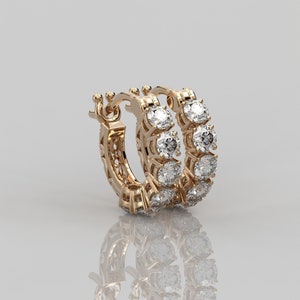 2.68 Ct Diamond Huggie Hoop Snap Closure Earrings for Women / Designer Earrings for her/ Sterling Silver Fashion CZ Earrings for Bride