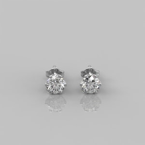 1 Ct Solitaire Round Stud Earrings For Women / 14K Solid Gold Lab Diamond Earrings for Bride / 0.25 Ct to 0.50 Ct Each Round Diamond Pair