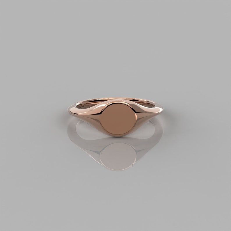 14K Solid Gold Signet Ring For Women / Plain Gold Pinky Statement Ring For Bride / Elegant Ring Gift For Special Occasion 14k Rose gold