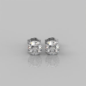 VVS 1.50 Ct Lab Grown Round Brilliant Cut Diamond Stud Earrings / 14k Solid Gold Solitaire Diamond Studs / Unisex Men&#39;s Women&#39;s 0.50 to 1 Ct