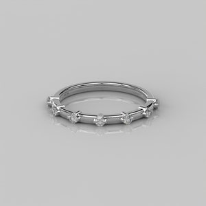 0.23 Ct Natural Diamond Ring for Women / 14k Solid Gold Half Eternity Stacking Band / Split Prong Diamond Ring / Elegant Dainty Wedding Band