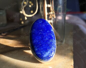 Boho Ring, Natural Lapis Lazuli Ring for her, 925 Sterling Silver Ring for Women, Blue Gemstone Ring, Handmade Ring Gift for her