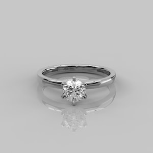 0.84 Ct Round Solitaire Diamond Ring / 14K Solid Gold Lab Diamond Ring for Women / Classic 6 Prong Solitaire Engagement Ring / Promise Ring