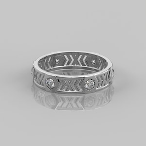 0.20 Ct Natural Diamond Statement Ring For Women / 10k Solid Gold Crown Ring / Beautiful Roman Style Diamond Ring / Fancy Ring For Her