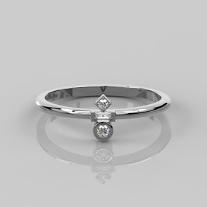 0.08 Ct Natural Diamond Ring / 14k Solid Gold Statement Ring / Three Stone Ring / Women&#39;s Baguette Diamond Ring / Stylish Minimalistic Ring