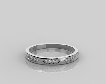 0.07Ct Natural Diamond Half Eternity Ring  / 10k Solid Gold Prong Set Ring / Dainty Diamond Wedding Band / Petite Diamond Ring For Women