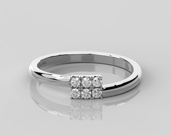 0.12 Ct Natural Diamond Bypass Ring For Women / 14k Solid Gold Promise Ring / Overlap Diamond Ring / Diamond Cross Over Ring / Spiral Ring