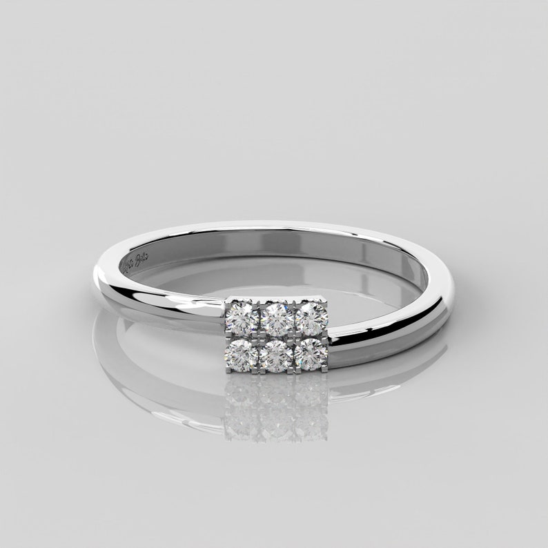 0.12 Ct Natural Diamond Bypass Ring For Women / 14k Solid Gold Promise Ring / Overlap Diamond Ring / Diamond Cross Over Ring / Spiral Ring 14K White Gold